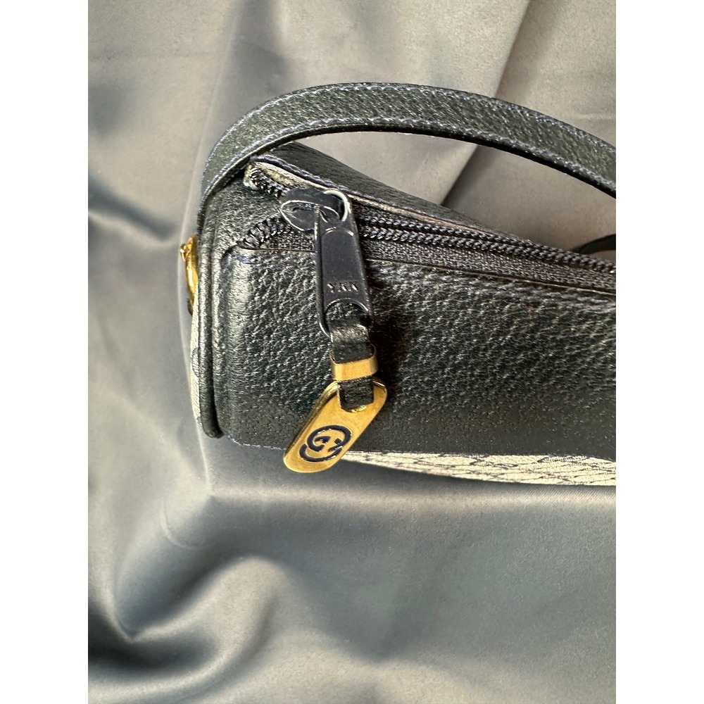 Gucci Vintage GG Supreme Monogram Crossbody Bag Navy Blue Leather Trim Italy - Picture 16 of 16
